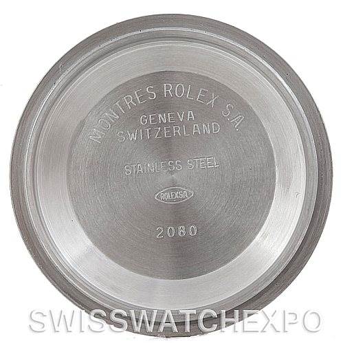 This image shows the inner case back of a Rolex Datejust 16200 Men's Stainless Steel Blue Dial 16200 Men's Stainless Steel Blue Dial model, displaying Rolex markings and specifications.