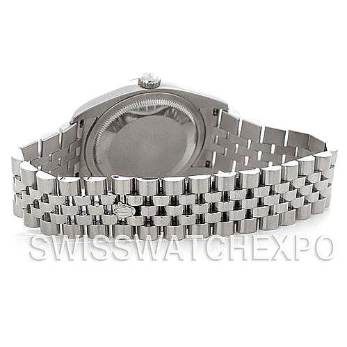 This image shows the back case and bracelet of a Rolex Datejust 116234 Men's Stainless Steel Blue Dial 116234 Men's Stainless Steel Blue Dial watch from a rear angle.