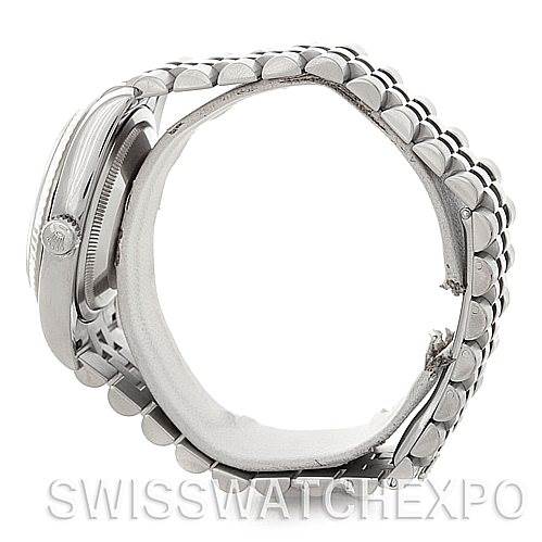 The image shows the side view of the Rolex Datejust 116234 Men's Stainless Steel Blue Dial 116234 Men's Stainless Steel Blue Dial watch, highlighting the bracelet and crown.