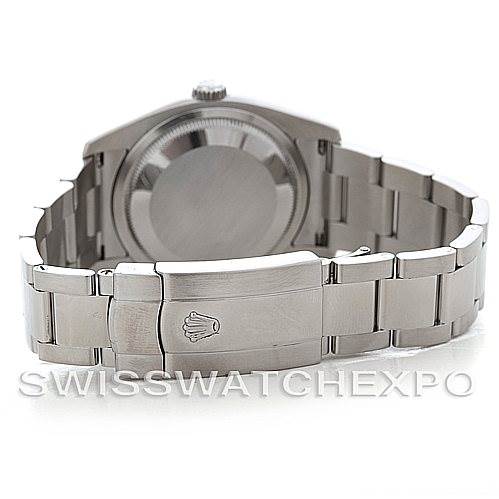 The image shows the back case and bracelet clasp of a Rolex Datejust 116200 Men's Stainless Steel White Dial 116200 Men's Stainless Steel White Dial, viewed from the rear.