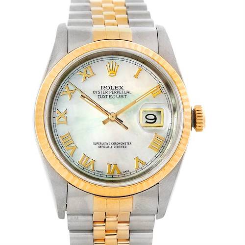 Photo of Rolex Datejust Steel 18k Yellow Gold Watch MOP Dial 16233