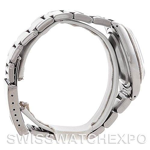 This image shows a side view of a Rolex Datejust 16234 Men's Stainless Steel White Dial 16234 Men's Stainless Steel White Dial watch, focusing mainly on its bracelet and case.