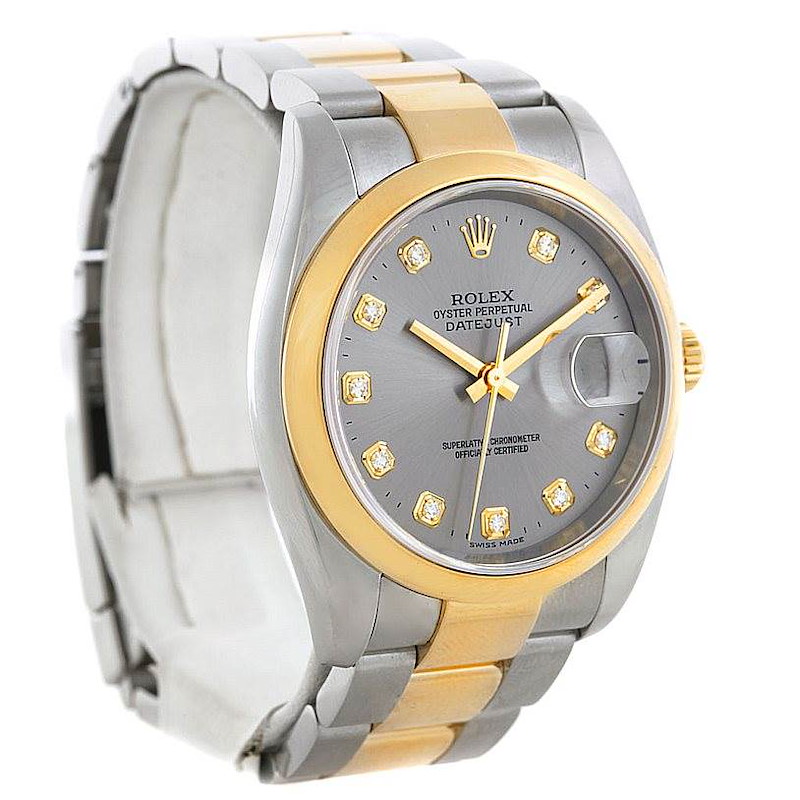 Rolex Datejust Mens Steel 18K Yellow Gold Diamond Watch 116203 SwissWatchExpo