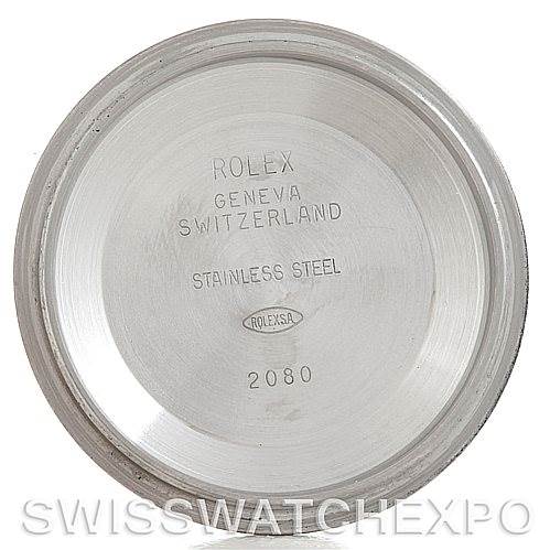 This image shows the inside case back of a Rolex Datejust 16200 Men's Stainless Steel Black Dial 16200 Men's Stainless Steel Black Dial watch, displaying engravings and markings.