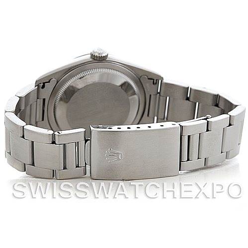 The image shows the back and bracelet of a Rolex Datejust 16200 Men's Stainless Steel Black Dial 16200 Men's Stainless Steel Black Dial watch, highlighting the clasp and case back.