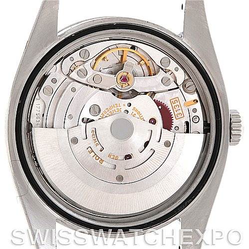 This image shows the movement mechanism of a Rolex Datejust 116200 Men's Stainless Steel Silver Dial 116200 Men's Stainless Steel Silver Dial watch, viewed from the back.