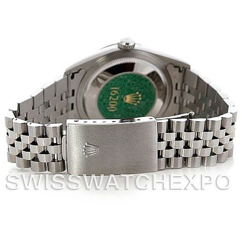 This image of the Rolex Datejust 16200 Men's Stainless Steel Beige Dial 16200 Men's Stainless Steel Beige Dial watch shows the bracelet and clasp from the rear angle.