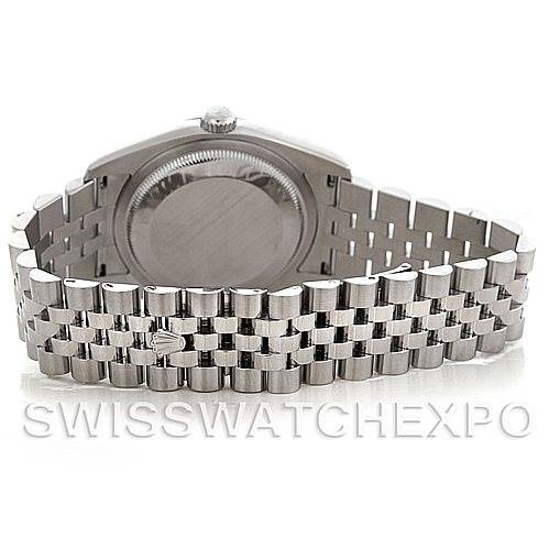 This image shows the back case and bracelet of a Rolex Datejust 116234 Men's Stainless Steel Silver Dial 116234 Men's Stainless Steel Silver Dial watch from a rear angle.