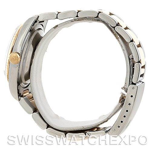 The image shows a side view of the Rolex Datejust 16233 Men's Steel and Gold (two tone) White Dial 16233 Men's Steel and Gold (two tone) White Dial watch, focusing on the bracelet and case.