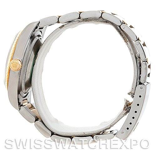 The image shows a side view of the Rolex Datejust 16233 Men's Steel and Gold (two tone) Champagne Dial 16233 Men's Steel and Gold (two tone) Champagne Dial watch, focusing on the bracelet and crown.