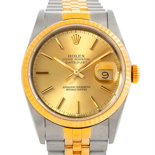 Photo of Rolex Datejust Steel 18k Yellow Gold Mens Watch 16233