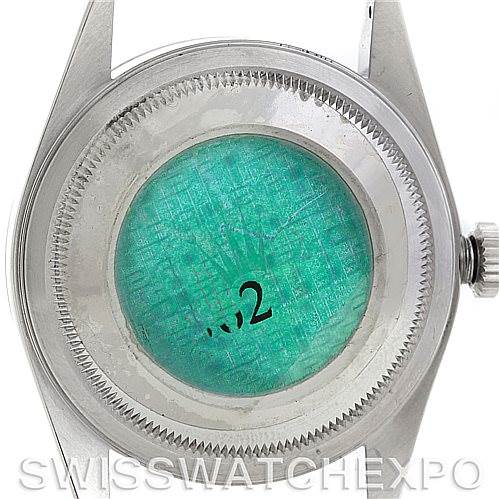 The image shows the back view of a Rolex Datejust 16220 Men's Stainless Steel Beige Dial 16220 Men's Stainless Steel Beige Dial watch, including the case back and crown.