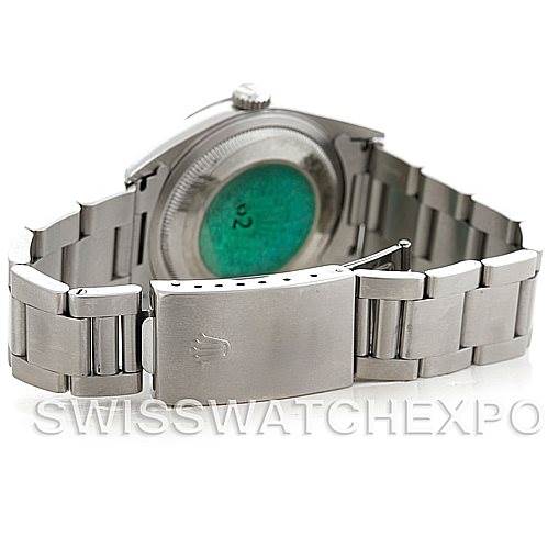 This image shows the back view of a Rolex Datejust 16220 Men's Stainless Steel Beige Dial 16220 Men's Stainless Steel Beige Dial watch, highlighting its clasp and bracelet.