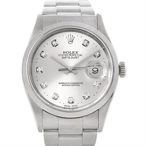Photo of Rolex Datejust Mens Steel Diamond Watch 16220