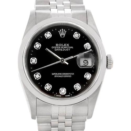 Photo of Rolex Datejust Mens Stainless Steel Diamond Watch 16200