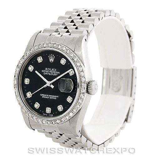 Rolex Datejust Mens Stainless Steel Diamond Watch 16200 SwissWatchExpo