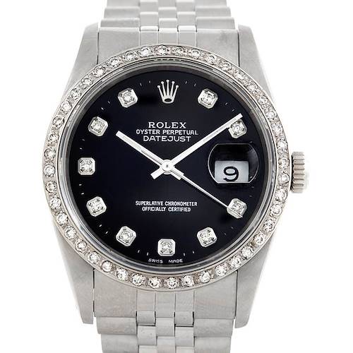 Photo of Rolex Datejust Mens Stainless Steel Diamond Watch 16200
