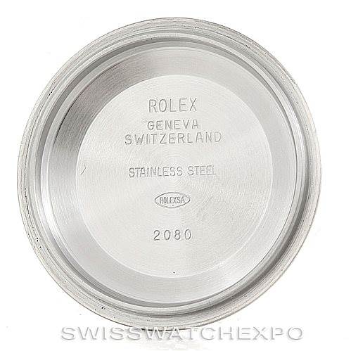 This image shows the inner case back of a Rolex Datejust 116200 Men
s Stainless Steel White Dial 116200 Men
s Stainless Steel White Dial watch, highlighting its stainless steel material.