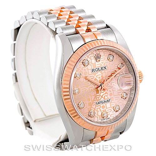 Rolex Datejust Mens Steel 18k Rose Gold Diamond Watch 116231 SwissWatchExpo