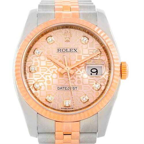 Photo of Rolex Datejust Mens Steel 18k Rose Gold Diamond Watch 116231