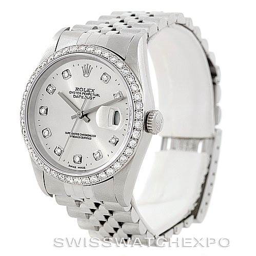 Rolex Datejust Mens Steel Diamond Watch 16220 SwissWatchExpo