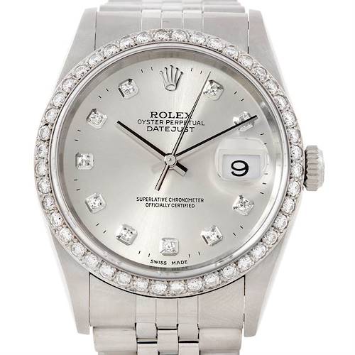 Photo of Rolex Datejust Mens Steel Diamond Watch 16220