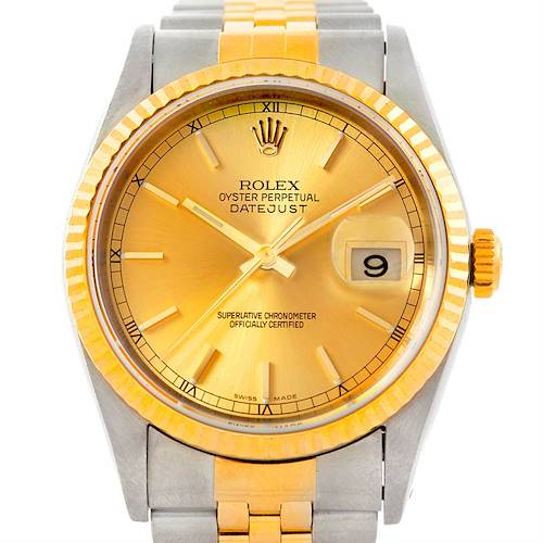 Photo of Rolex Datejust Steel 18k Yellow Gold Mens Watch 16233