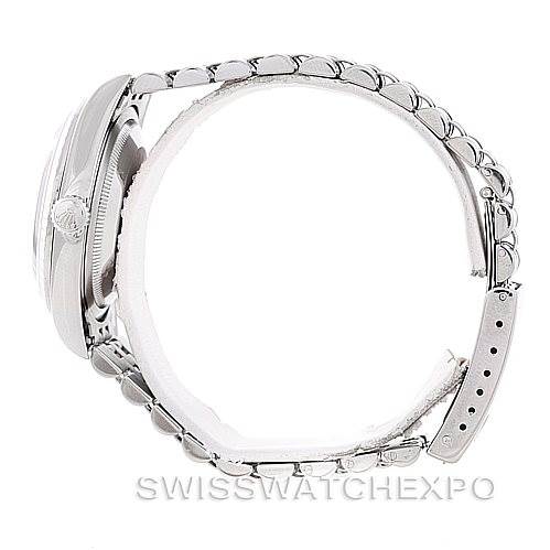 The image shows a side view of the Rolex Datejust 16220 Men's Stainless Steel Blue Dial 16220 Men's Stainless Steel Blue Dial watch, displaying its bracelet and clasp.