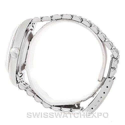 This image shows a side view of the Rolex Datejust 16234 Men's Stainless Steel Silver Dial 16234 Men's Stainless Steel Silver Dial watch, highlighting the case and bracelet.