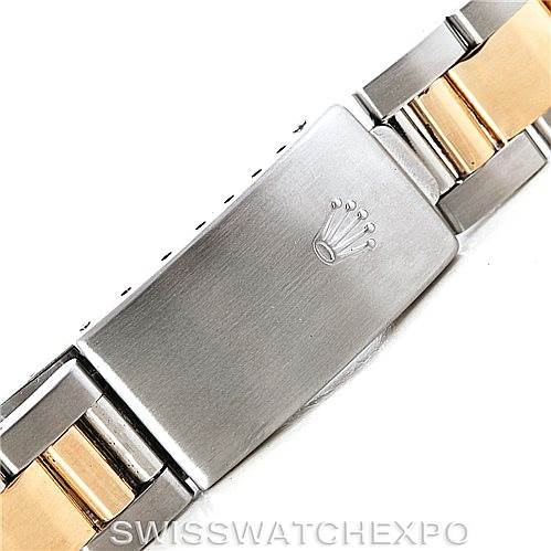 The image shows the clasp and part of the bracelet of a Rolex Datejust 15223 Men's Steel and Gold (two tone) Black Dial 15223 Men's Steel and Gold (two tone) Black Dial watch, featuring a two-tone metal design.