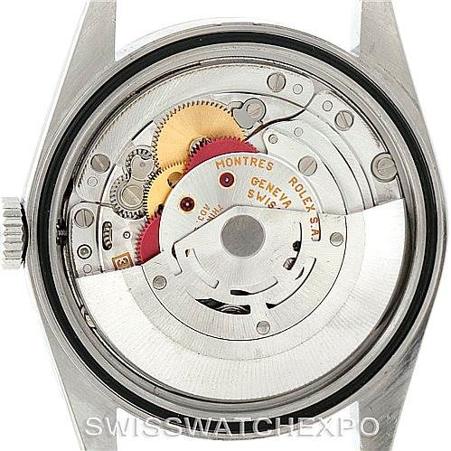 This image shows the internal mechanical movement of the Rolex Datejust 16234 Men's Stainless Steel Black Dial 16234 Men's Stainless Steel Black Dial watch, viewed from the back with the case open.