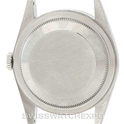 The image shows the back case, crown, and lugs of a Rolex Datejust 16234 Men's Stainless Steel Black Dial 16234 Men's Stainless Steel Black Dial watch.