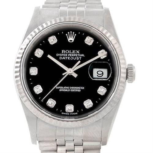 Photo of Rolex Datejust Steel 18k White Gold Diamond Mens Watch 16234