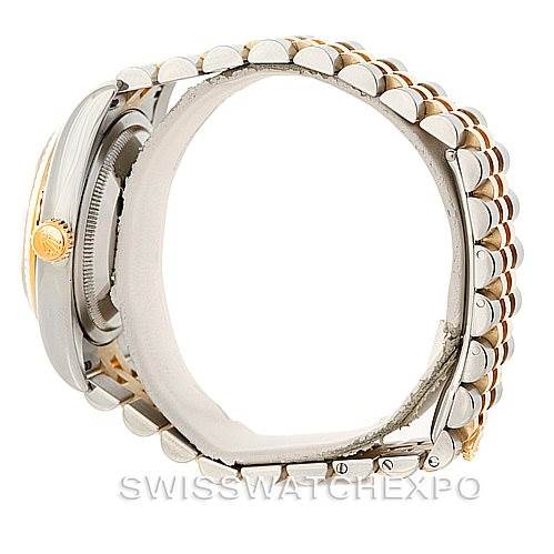 This image shows a side view of a Rolex Datejust 116233 Men
s Stainless Steel Champagne Dial 116233 Men
s Stainless Steel Champagne Dial watch, focusing on the bracelet and partial side of the watch case.