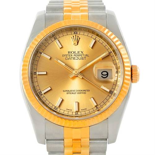Photo of Rolex Datejust Mens Steel 18K Yellow Gold Watch 116233