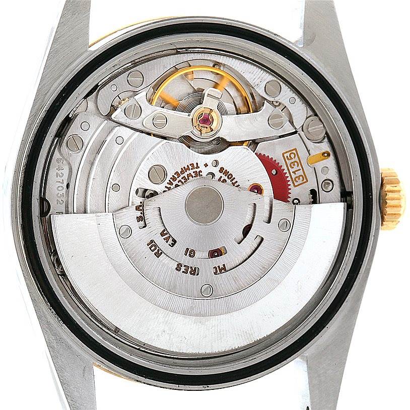 The image shows an open back view of the Rolex Datejust 16233 Men's Steel and Gold (two tone) Champagne Dial 16233 Men's Steel and Gold (two tone) Champagne Dial movement, revealing its intricate internal mechanism.