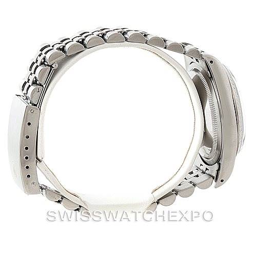 This image shows a side view of a Rolex Datejust 16234 Men's Stainless Steel Grey Dial 16234 Men's Stainless Steel Grey Dial watch, focusing on its bracelet and case.