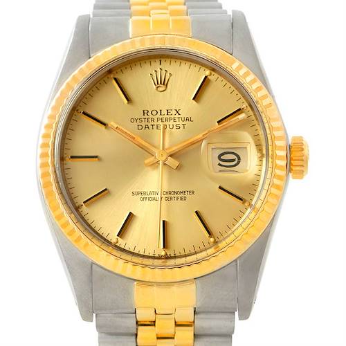 Photo of Rolex Datejust Vintage Mens Steel 18K Gold Watch 16013