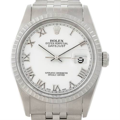 Photo of Rolex Datejust White Roman Dial Mens Steel Watch 16220