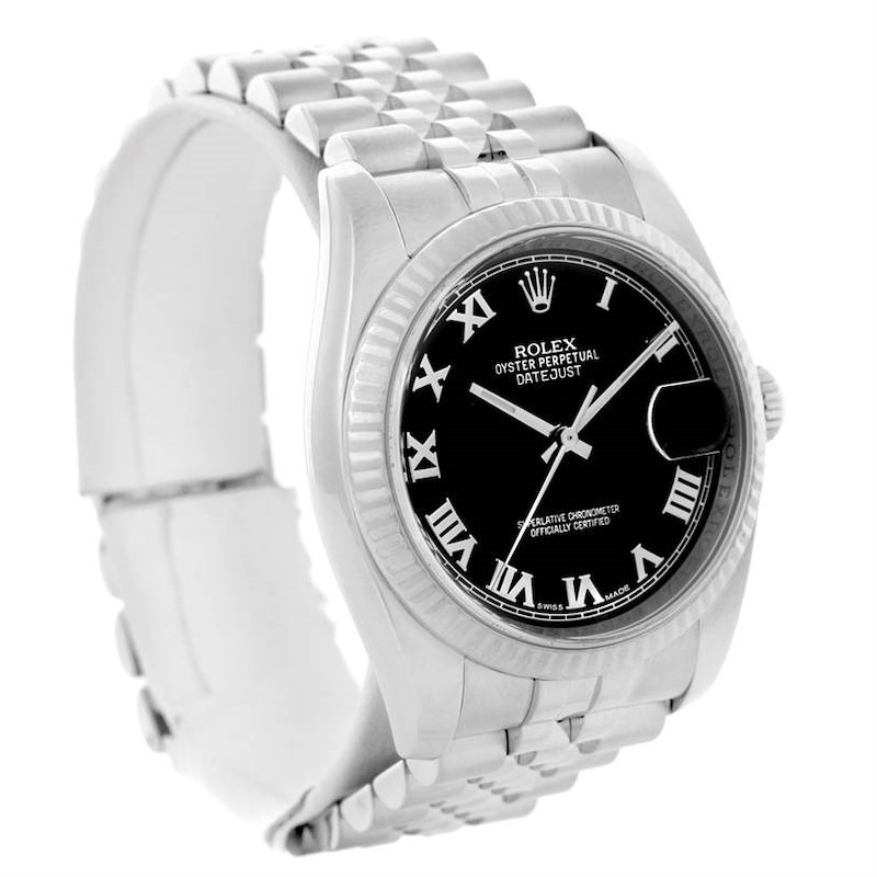 Rolex Datejust Mens Steel 18K White Gold Black Dial Watch 116234 Year 2007 SwissWatchExpo