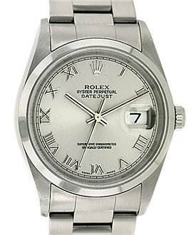 Photo of Rolex Mens Oyster Perpetual Datejust Silver Roman Dial