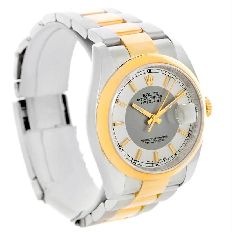 Rolex Datejust Steel 18K Yellow Gold Silver Tuxedo Dial Watch 116203 SwissWatchExpo