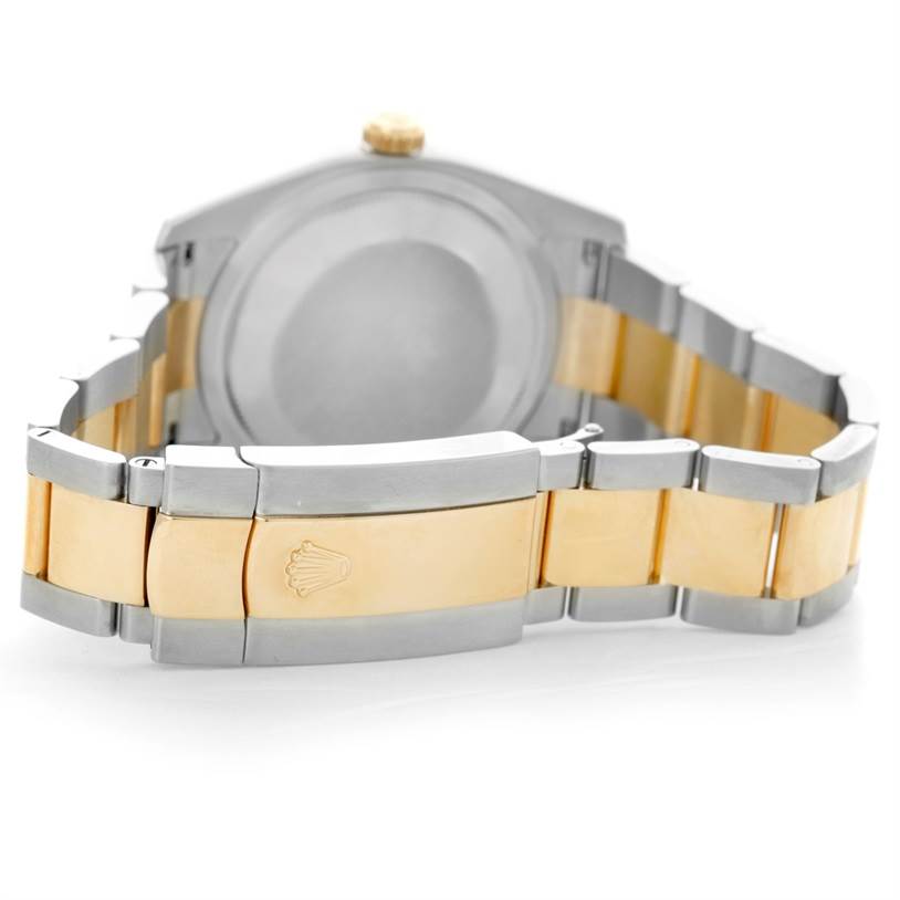 The image shows the clasp and band of a Rolex Datejust 116203 Men's Stainless Steel Silver Dial 116203 Men's Stainless Steel Silver Dial watch from a rear angle.