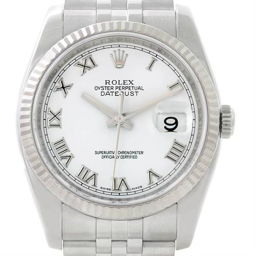 Photo of Rolex Datejust Mens Steel 18K White Gold Watch 116234