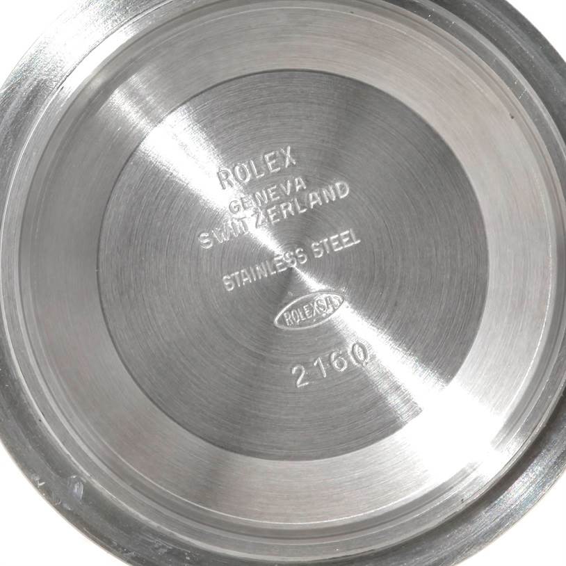 The image shows the inside of the case back of a Rolex Datejust 116200 Men's Stainless Steel Blue Dial 116200 Men's Stainless Steel Blue Dial watch, indicating it's made of stainless steel.