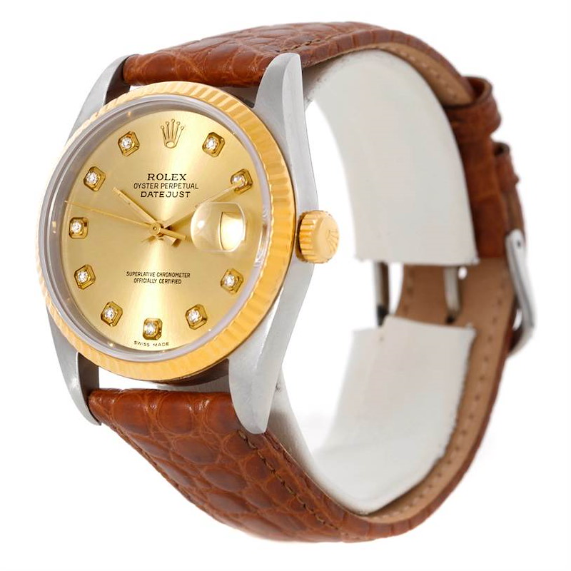 Rolex Datejust Mens Steel 18k Yellow Gold Diamond Watch 16233 SwissWatchExpo
