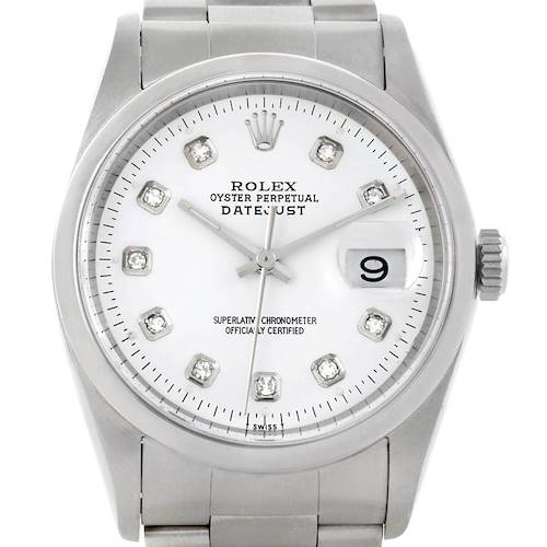 Photo of Rolex Datejust Mens Stainless Steel Whitw Diamond Dial Watch 16200