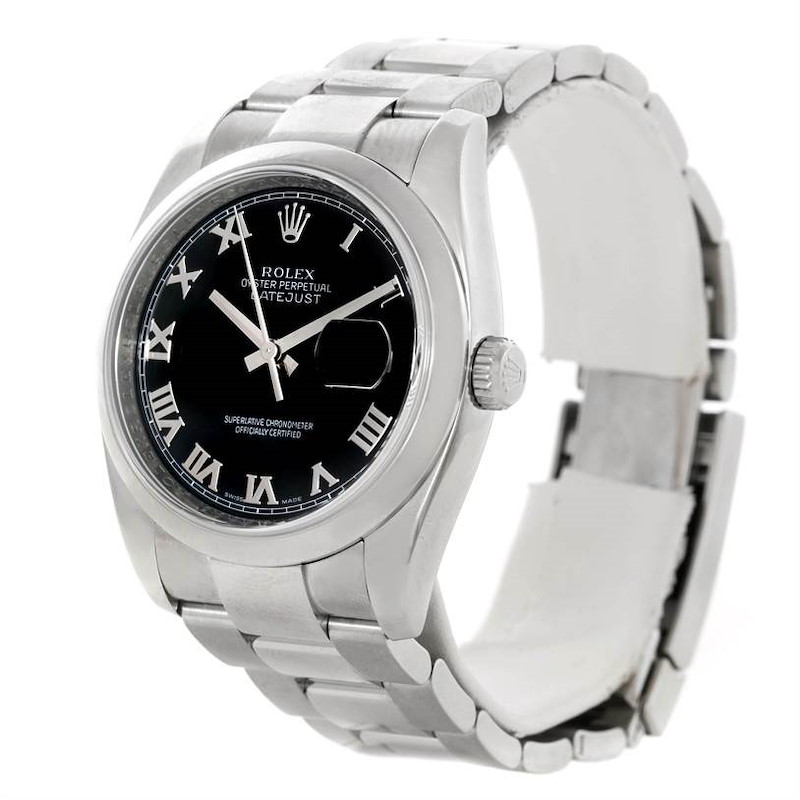 Rolex Datejust Mens Stainless Steel Black Dial Watch 116200 SwissWatchExpo