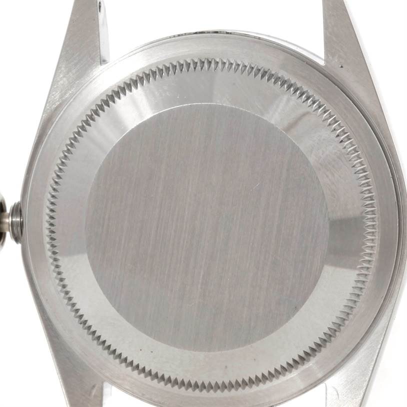 This image shows the back case view of a Rolex Datejust 16220 Men's Stainless Steel Blue Dial 16220 Men's Stainless Steel Blue Dial watch, highlighting the caseback and lugs.