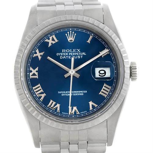 Photo of Rolex Datejust Stainless Steel Blue Dial Mens Watch 16220